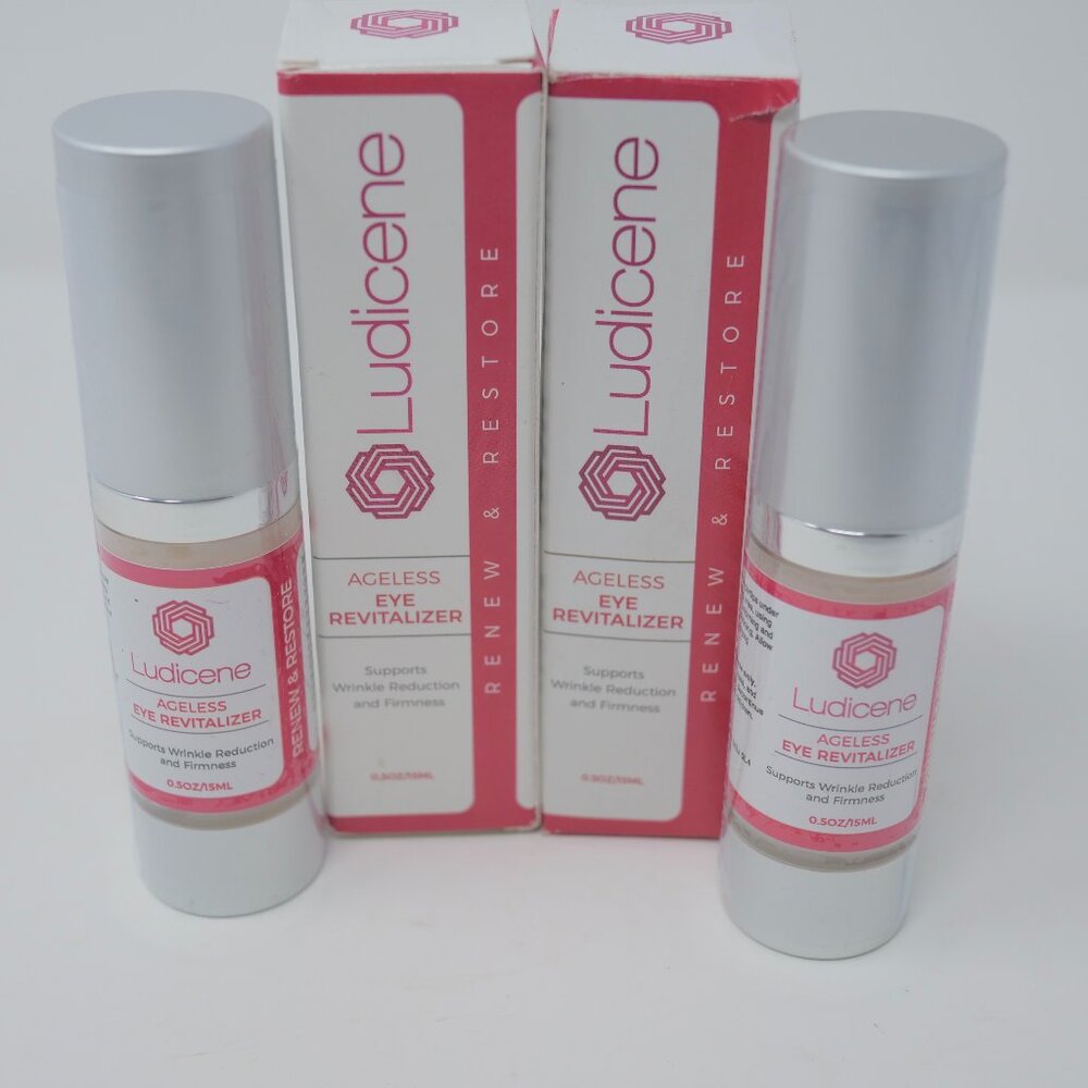 NIB Lot of 2 LUDICENE Ageless Eye Revitalizer Made In USA Sealed 2 x .5 oz New